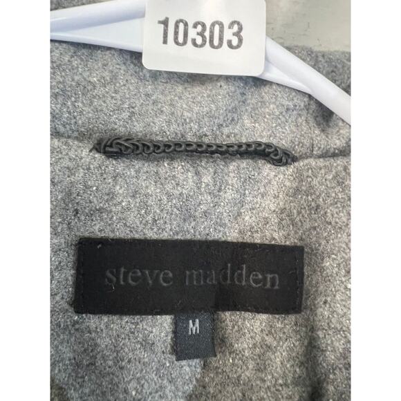 Steve Madden Wool Double Closure Toggle Button Gray Hooded Trench Coat Size M - Picture 4 of 10